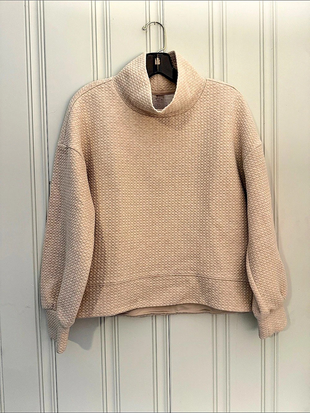 CALA Textured Cowl Neck Sweatshirt light taupe in Small
